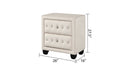 Sophia Modern Style Crystal Tufted 2 Drawer Nightstand Upholstered With Velvet Fabric Made With Wood In Cream Cream 2 Drawers Bedside Cabinet Bedroom Contemporary,Modern Acacia Drawers Upholstered Wood