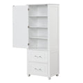 Tall Bathroom Storage Cabinet, Freestanding Storage Cabinet With Two Drawers And Adjustable Shelf, Mdf Board With Painted Finish, White White Mdf