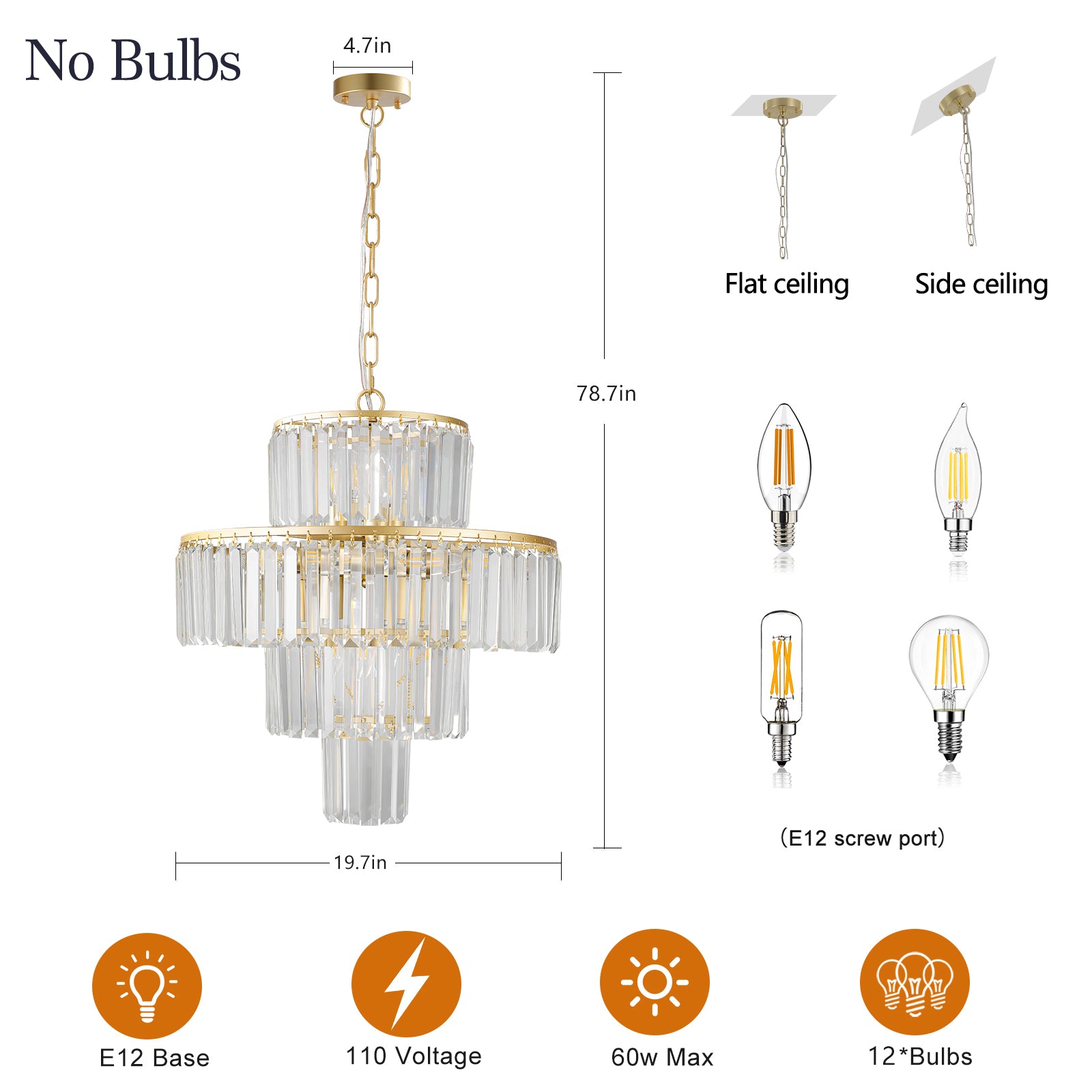 Crystal Chandelier Modern Chandeliers Lights Fixture Hanging Pendant Light Fixture For Dining Room Bedroom Living Room Dia 19.7 Inch Gold Crystal Iron