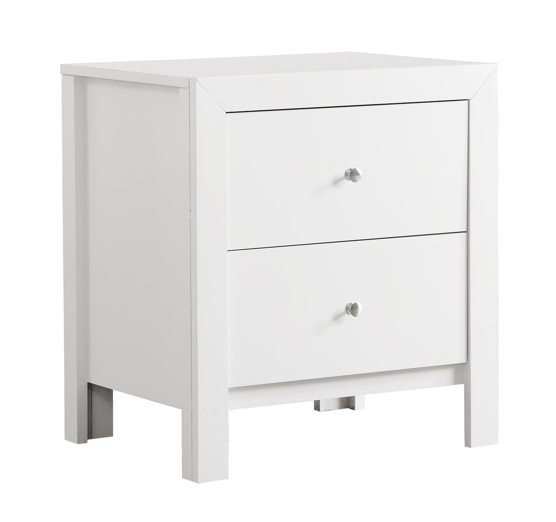 Burlington G2490 N Nightstandwhite White 2 Drawers Dovetail Joints White Particle Board