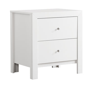 Burlington G2490 N Nightstandwhite White 2 Drawers Dovetail Joints White Particle Board