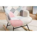 Modern Patchwork Accent Chair With Solid Wood Armrest And Feet, Mid Century Modern Accent Sofa, Fabric Sofa Chair For Living Room Bedroom Studio, Comfy Side Armchair For Bed Pink Pink Foam Cotton Linen