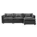 Modern Large Boucle Fabric L Shape Sectional Sofa Gray Boucle 3 Seat