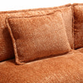 Modern Large Boucle Fabric L Shape Sectional Sofa Orange Boucle 3 Seat