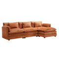 Modern Large Boucle Fabric L Shape Sectional Sofa Orange Boucle 3 Seat