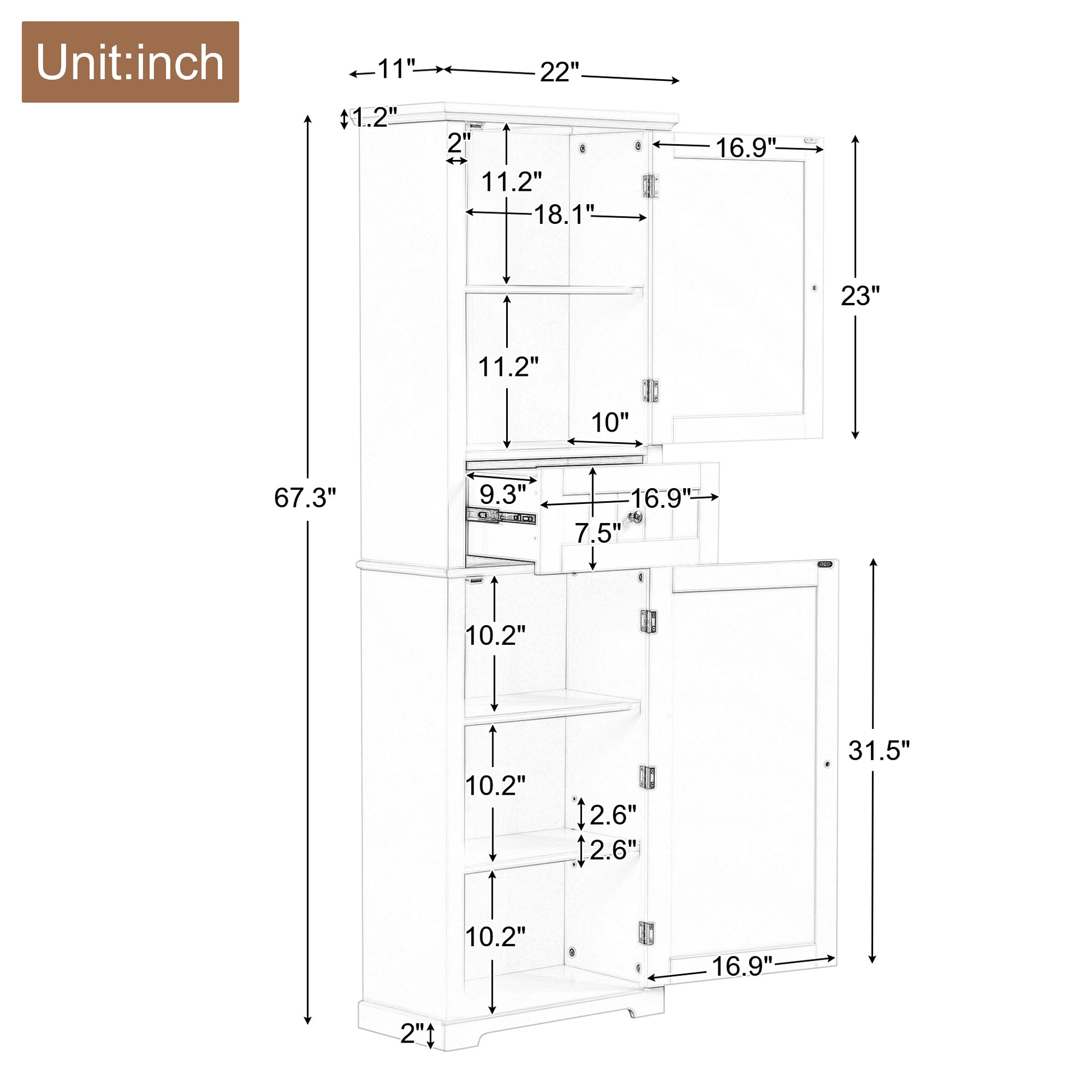 Tall Bathroom Storage Cabinet, Freestanding