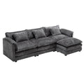 Modern Large Boucle Fabric L Shape Sectional Sofa Gray Boucle 3 Seat