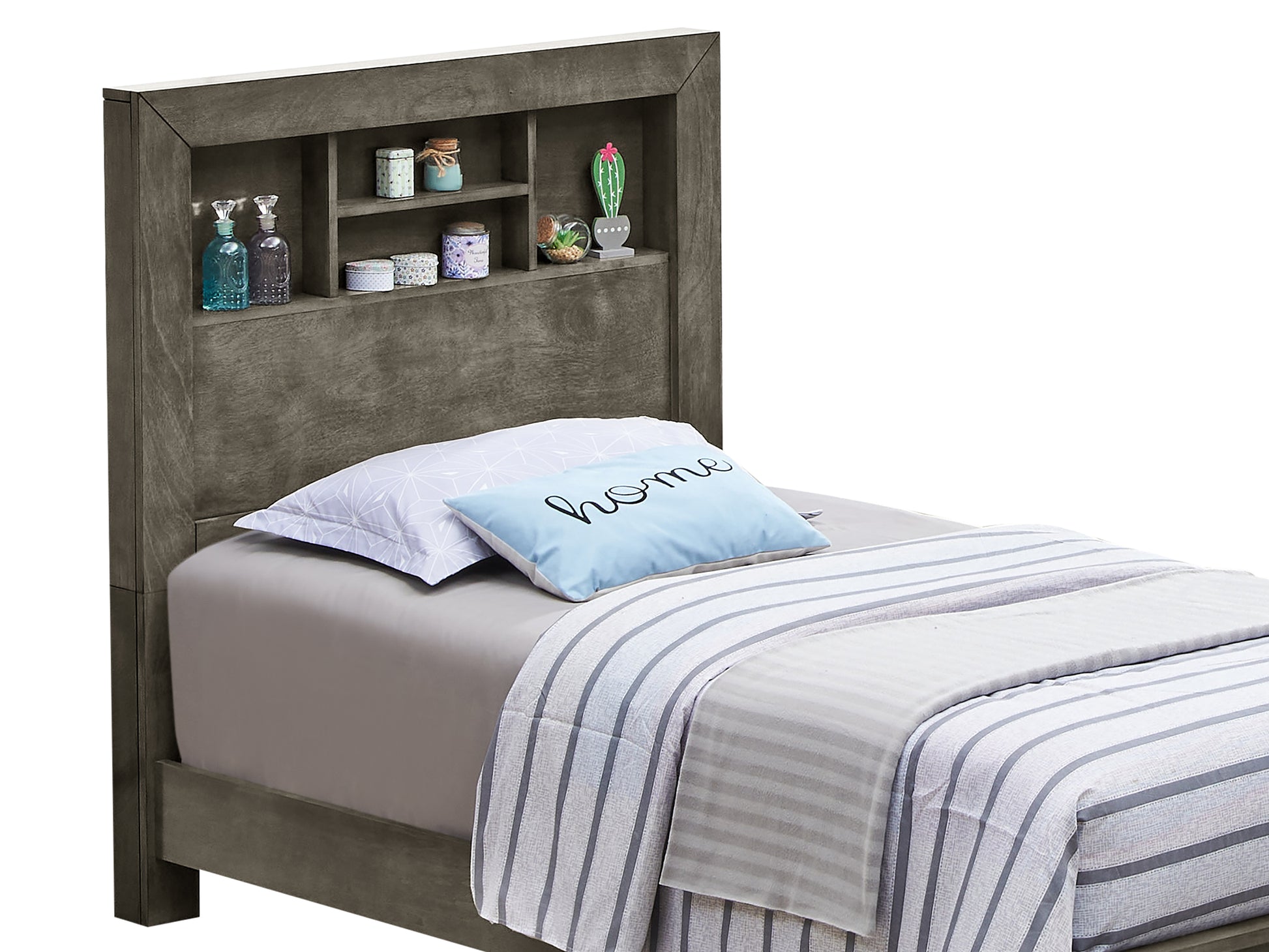 Tranquil Gray Transitional Bed For Comfort Box Spring Required Twin Gray Particle Board