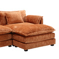 Modern Large Boucle Fabric L Shape Sectional Sofa Orange Boucle 3 Seat