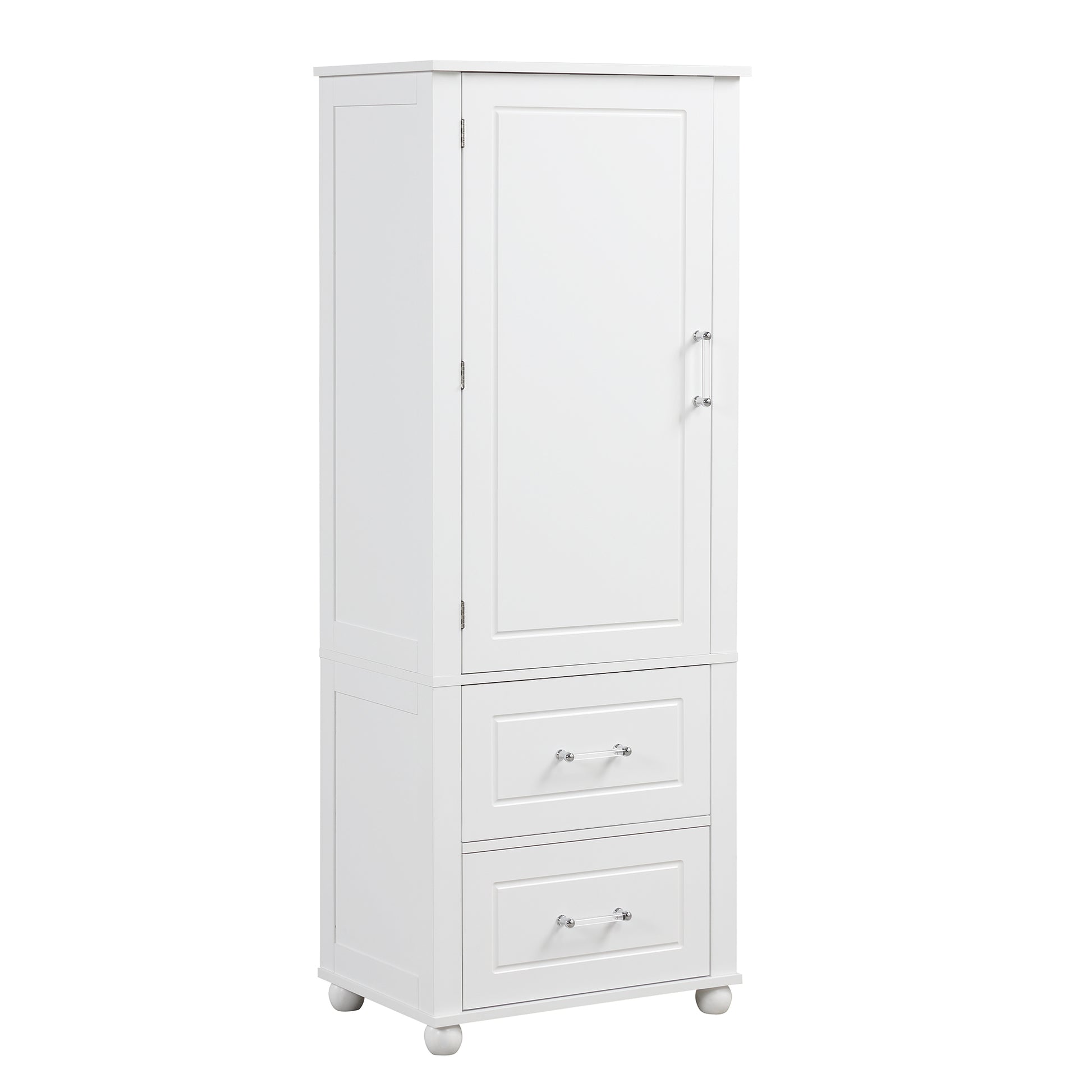 Tall Bathroom Storage Cabinet, Freestanding Storage Cabinet With Two Drawers And Adjustable Shelf, Mdf Board With Painted Finish, White White Mdf