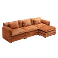 Modern Large Boucle Fabric L Shape Sectional Sofa Orange Boucle 3 Seat