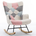 Modern Patchwork Accent Chair With Solid Wood Armrest And Feet, Mid Century Modern Accent Sofa, Fabric Sofa Chair For Living Room Bedroom Studio, Comfy Side Armchair For Bed Pink Pink Foam Cotton Linen