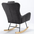 Same As W1372105256 35.5 Inch Rocking Chair With Pocket, Soft Teddy Fabric Rocking Chair For Nursery, Comfy Wingback Glider Rocker With Safe Solid Wood Base For Living Room Bedroom Balcony Greg Grey Casual Foam Teddy