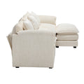 Modern Large Boucle Fabric L Shape Sectional Sofa Beige Boucle 3 Seat
