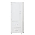 Tall Bathroom Storage Cabinet, Freestanding Storage Cabinet With Two Drawers And Adjustable Shelf, Mdf Board With Painted Finish, White White Mdf