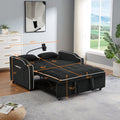 1 Versatile Foldable Sofa Bed In 3 Lengths, Modern Sofa Sofa Sofa Velvet Pull Out Bed, Adjustable Back And With Usb Port And Ashtray And Swivel Phone Stand Black Black Eucalyptus Solid Wood Mdf Resin