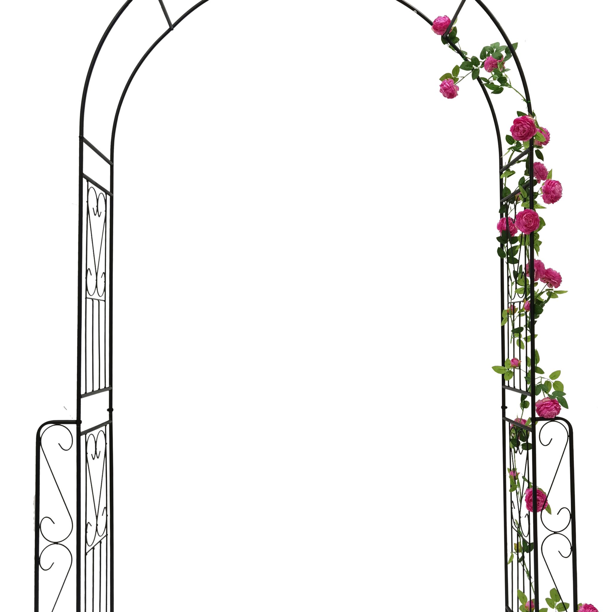 Metal Garden Arch W55'' X H94.5'' Garden Arbor Trellis Climbing Plants Support Rose Arch Outdoor Arch Black Black Iron