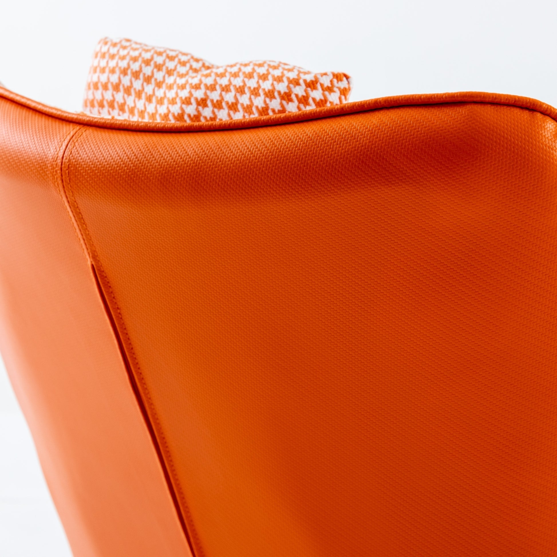 35.5 Inch Rocking Chair, Soft Houndstooth Fabric Leather Fabric Rocking Chair For Nursery, Comfy Wingback Glider Rocker With Safe Solid Wood Base For Living Room Bedroom Balcony Orange Orange Casual Foam Cotton Linen