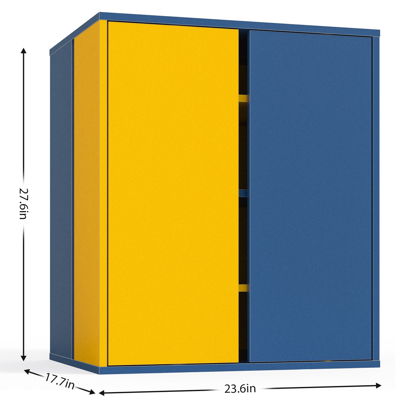 Storage Cabinet Modern Coffee Bar Cabinet Large Capacity Storage Cabinet With 3 Adjustable Shelves For Living Room, Yellow & Blue Blue Yellow Modern Engineered Wood