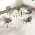 Modern Simple Light Luxury Dining Grey Chair Home Bedroom Stool Back Dressing Chair Student Desk Chair Gold Metal Legs Set Of 4 Metal Grey Velvet