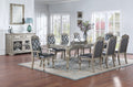 Traditional Silver Grey Finish 9Pc Dining Set Table W 2X Arm Chairs 6X Side Chairs Rubber Wood Intricate Design Tufted Back Cushion Seat Dining Room Furniture Gray Wood Dining Room Extendable Rubberwood Rectangular Dining Table With Chair Upholstered