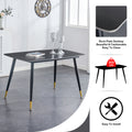 Table And Chair Set. Black Sintered Stone Tabletop With Black Metal Legs.Black Pu Leather Backrest And Black Metal Leg Chair. 1 Table And 4 Chairs F 001 C 007 Black Sintered Stone