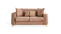 Luna 3Pc Modern Living Room Set In Copper Copper Wood Primary Living Space Contemporary,Modern Wood 6 Seat