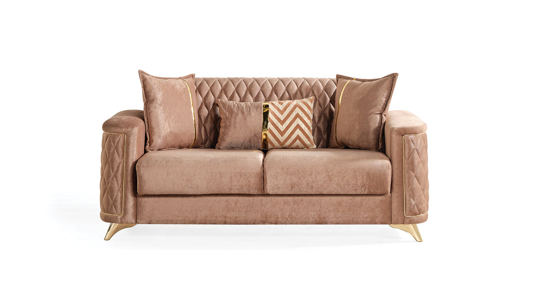 Luna Modern Style Loveseat In Copper Copper Wood Primary Living Space Contemporary,Modern Upholstered Wood