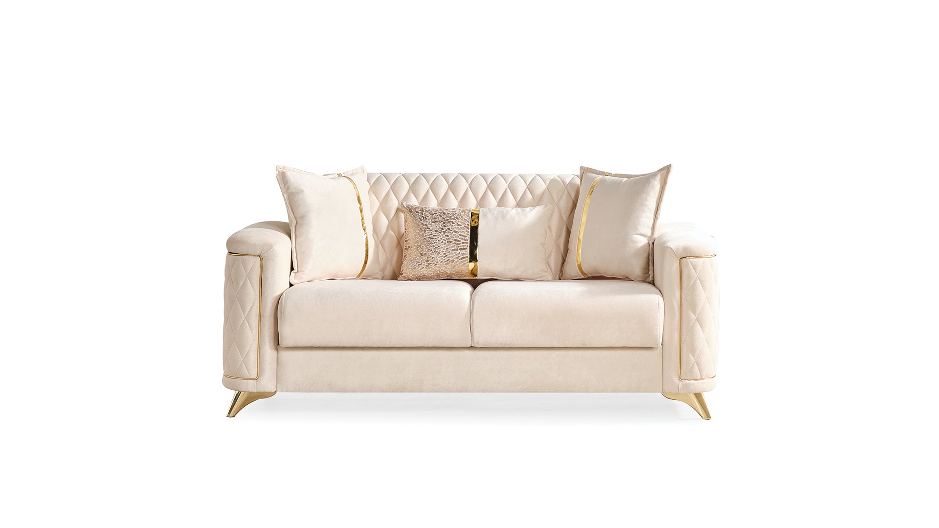 Luna Modern Style Loveseat In Ivory Ivory Velvet Wood Primary Living Space Contemporary,Modern Upholstered Wood