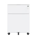 2 Drawer Mobile File Cabinet With Lock Steel File Cabinet For Legal Letter A4 F4 Size, Fully Assembled Except For Wheels, Home Office Design, White Mobile File Cabinets 1 2 Drawers Powder Coated White Office Mobile Steel