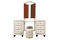 Sophia Crystal Tufted Full 5 Pc Vanity Bedroom Set Made With Wood In Cream Box Spring Not Required Full Cream Wood 5 Piece Set Bedroom Contemporary,Modern Upholstered Velvet Wood