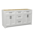 60 Inch Solid Wood Bathroom Vanity Without Top Sink, Modern Bathroom Vanity Base Only, Birch Solid Wood And Plywood Cabinet, Bathroom Storage Cabinet With Double Door Cabinet And 3 Drawers, White 3 White 4 5 48 In & Above 36 To 59 In Soft Close Doors