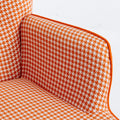 35.5 Inch Rocking Chair, Soft Houndstooth Fabric Leather Fabric Rocking Chair For Nursery, Comfy Wingback Glider Rocker With Safe Solid Wood Base For Living Room Bedroom Balcony Orange Orange Casual Foam Cotton Linen