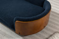 Scandinavian Style Elevated Dog Bed Pet Sofa With Solid Wood Legs And Walnut Bent Wood Back, Cashmere Cushion,Mid Size Dark Blue Foam Solid Wood