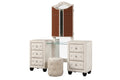 Sophia Crystal Tufted Queen 5 Pc Vanity Bedroom Set Made With Wood In Cream Box Spring Not Required Queen Cream Wood 5 Piece Set Bedroom Contemporary,Modern Upholstered Velvet Tufted Wood