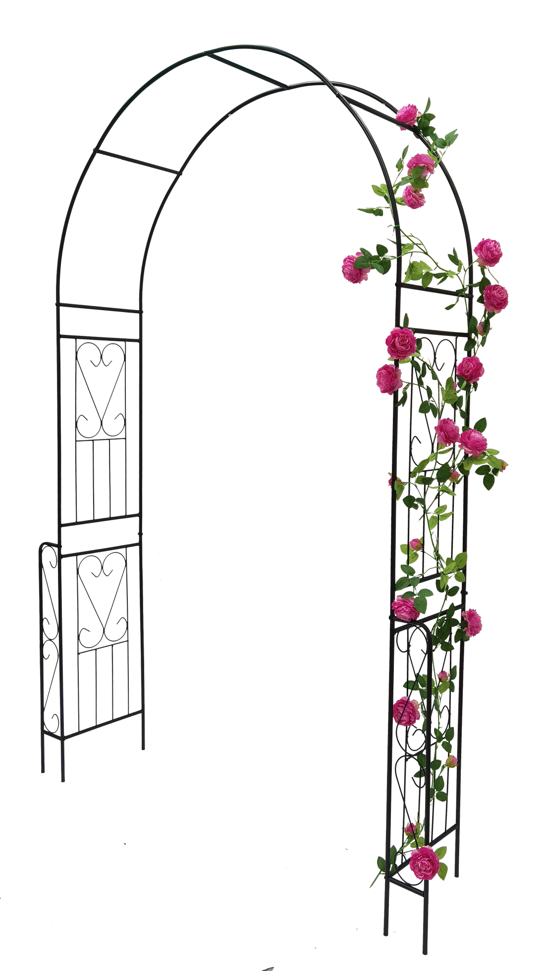 Metal Garden Arch W55'' X H94.5'' Garden Arbor Trellis Climbing Plants Support Rose Arch Outdoor Arch Black Black Iron