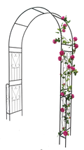 Metal Garden Arch W55'' X H94.5'' Garden Arbor Trellis Climbing Plants Support Rose Arch Outdoor Arch Black Black Iron