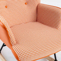 35.5 Inch Rocking Chair, Soft Houndstooth Fabric Leather Fabric Rocking Chair For Nursery, Comfy Wingback Glider Rocker With Safe Solid Wood Base For Living Room Bedroom Balcony Orange Orange Casual Foam Cotton Linen