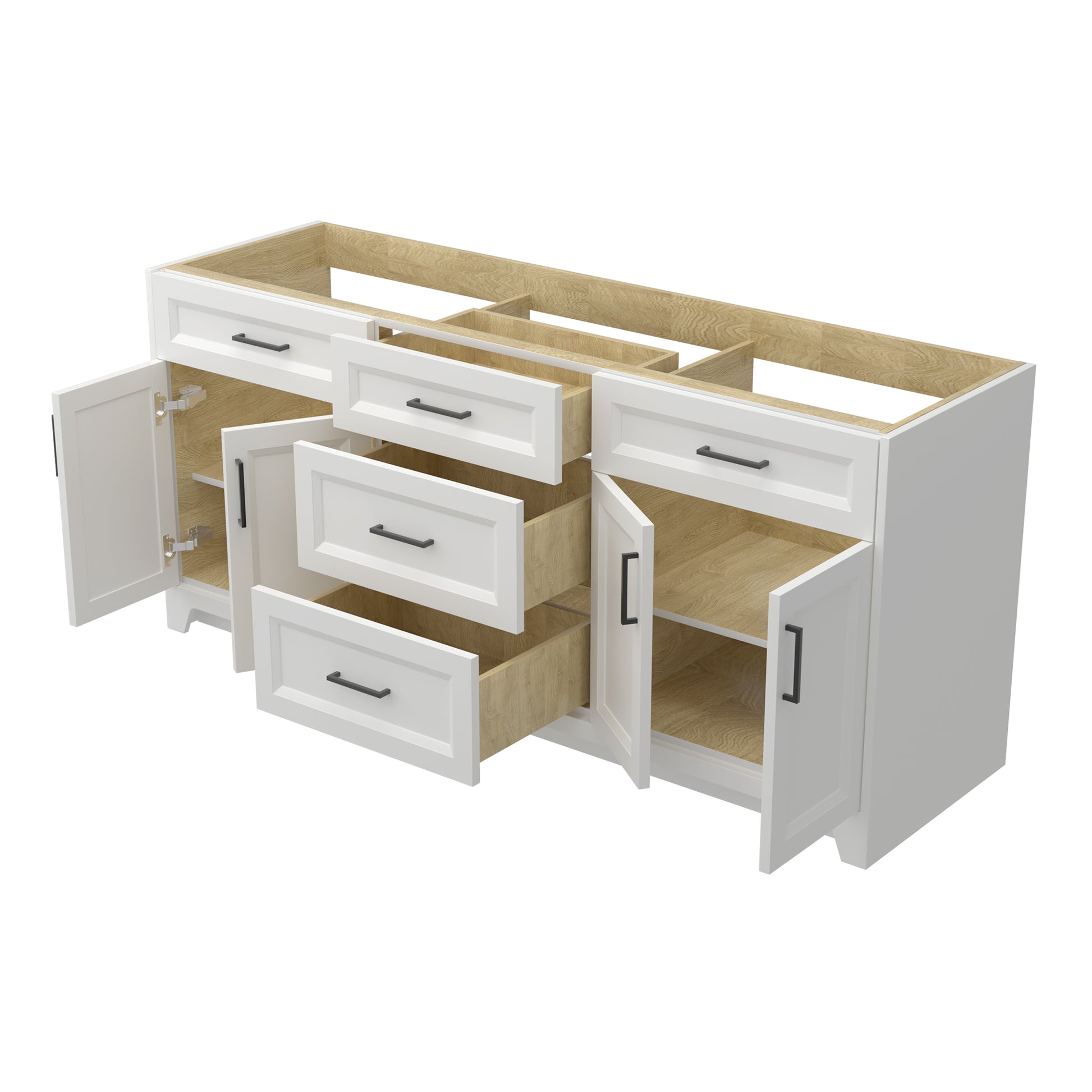 Solid Wood 72 Inch Bathroom Vanity Without Top Sink, Modern Bathroom Vanity Base Only, Birch Solid Wood And Plywood Cabinet, Bathroom Storage Cabinet With Double Door Cabinet And 3 Drawers, White 3 White 4 5 48 In & Above 36 To 59 In Soft Close Doors