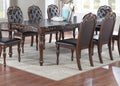 Majestic Formal Set Of 2 Side Chairs Brown Finish Rubberwood Dining Room Furniture Intricate Design Cushion Upholstered Seat Tufted Back Brown Gray Dining Room Luxury,Traditional Dining Chairs Rubberwood Tufted Back Rubber Wood