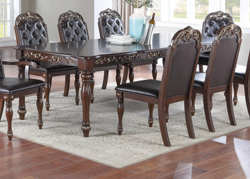 Formal 1Pc Dining Table W 2X Leaves Only Brown Finish Antique Design Rubberwood Large Family Dining Room Furniture Brown Brown Dining Room Antique,Traditional Rubberwood Rectangular Kitchen & Dining Tables Rubber Wood