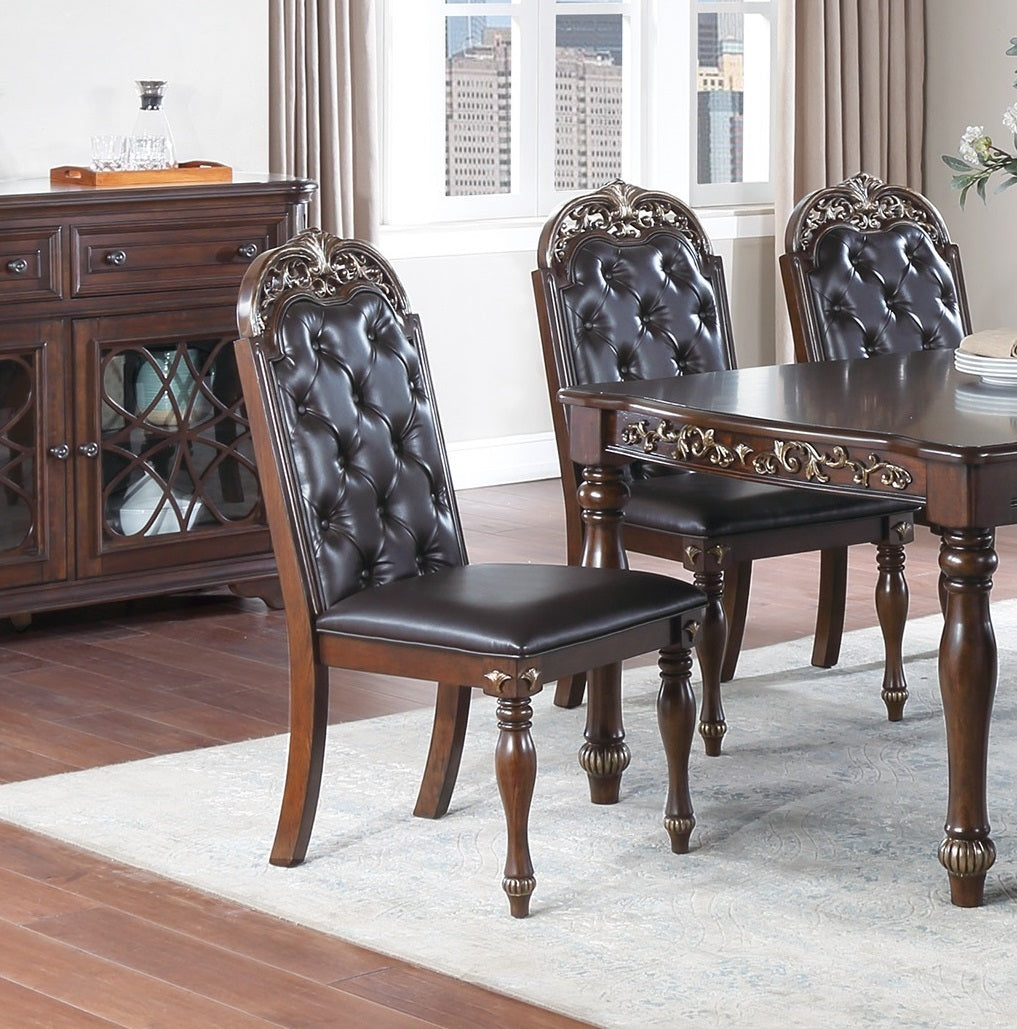 Majestic Formal Set of 2 Side Chairs Brown Finish brown-gray-dining room-luxury-traditional-dining