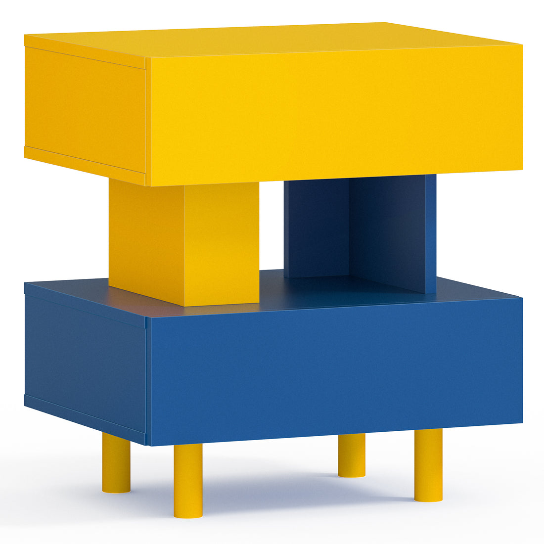 Modern Nightstand End Side Table With Large Storage Space Bedside Table For Bedroom Living Room And Playroom Yellow & Blue Blue Yellow Modern Engineered Wood