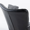 35.5 Inch Rocking Chair, Soft Houndstooth Fabric Leather Fabric Rocking Chair For Nursery, Comfy Wingback Glider Rocker With Safe Solid Wood Base For Living Room Bedroom Balcony Black Black White Casual Foam Cotton Linen