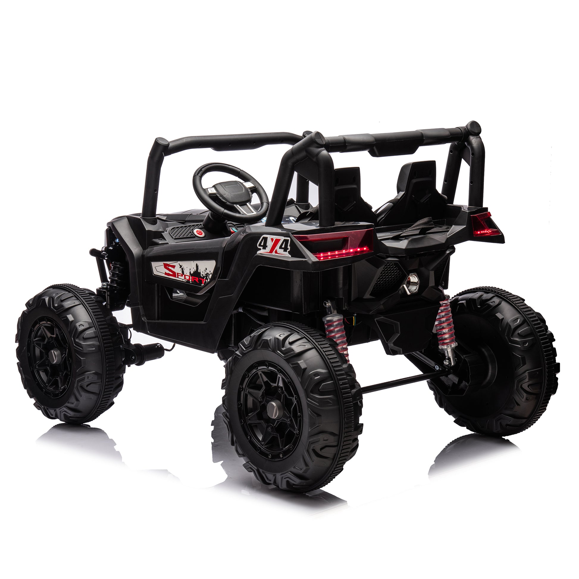 24V Ride On Xxl Utv Car For Kid,2Seater With Two Safety Belts, Side By Side 4X4 Ride On Off Road Truck With Parent Remote Control, Battery Powered Electric Car W High Low Speed, Two Safety Belts. Black Polyethylene