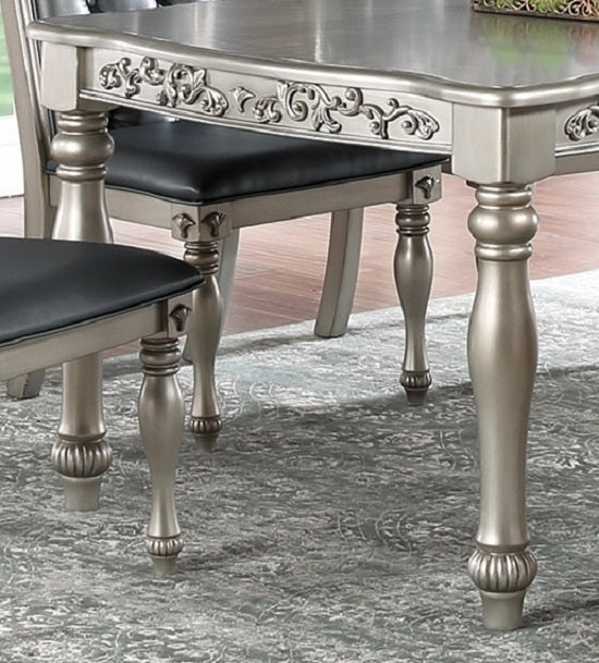 Traditional Formal Silver Grey Finish 7pc Dining Set gray-wood-dining