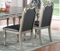 Traditional Formal Silver Grey Finish 7Pc Dining Set Table W 6X Side Chairs Rubber Wood Intricate Design Tufted Back Cushion Seat Dining Room Furniture Gray Wood Dining Room Rubberwood Rectangular Dining Table With Chair Upholstered Chair Wood Gray