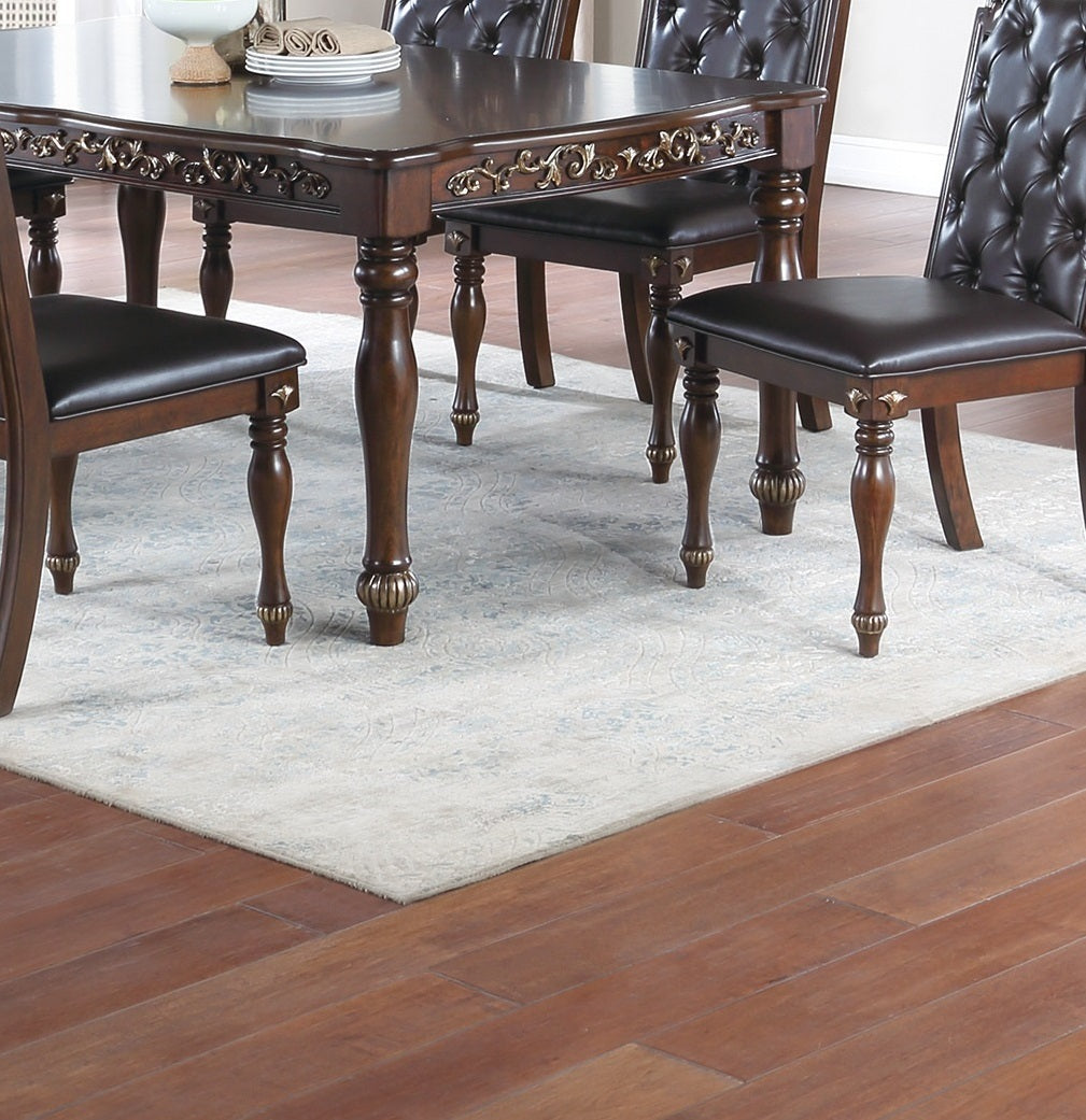 Traditional Formal Brown Finish 7pc Dining Set Table w brown-wood-dining