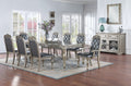 Traditional Silver Grey Finish 9Pc Dining Set Table W 2X Arm Chairs 6X Side Chairs Rubber Wood Intricate Design Tufted Back Cushion Seat Dining Room Furniture Gray Wood Dining Room Extendable Rubberwood Rectangular Dining Table With Chair Upholstered