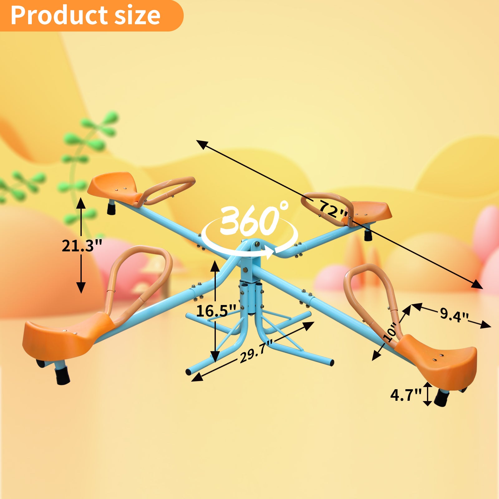 Outdoor Kids Spinning Seesaw Sit And Spin Teeter Totter Outdoor Playground Equipment Swivel Teeter Totter For Backyard Multicolor Stainless Steel